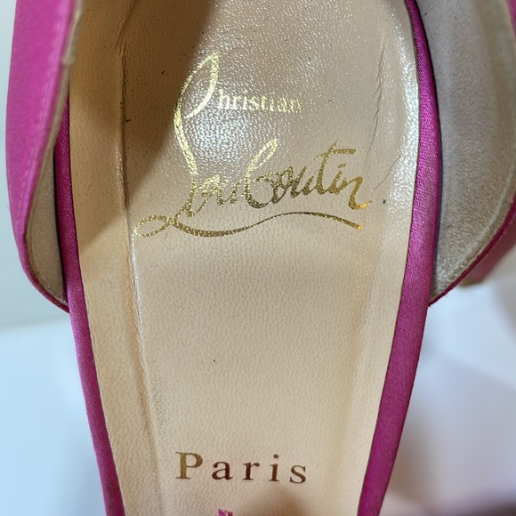 Fuschia Louboutin open toe heels - Picture 2 of 9